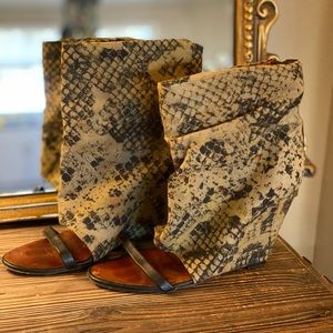 Green open toe boots